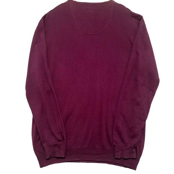 Alan Flusser Mens Cashmere Cotton Wool Blend Purple V Neck Sweater Mens XL - Picture 6 of 7
